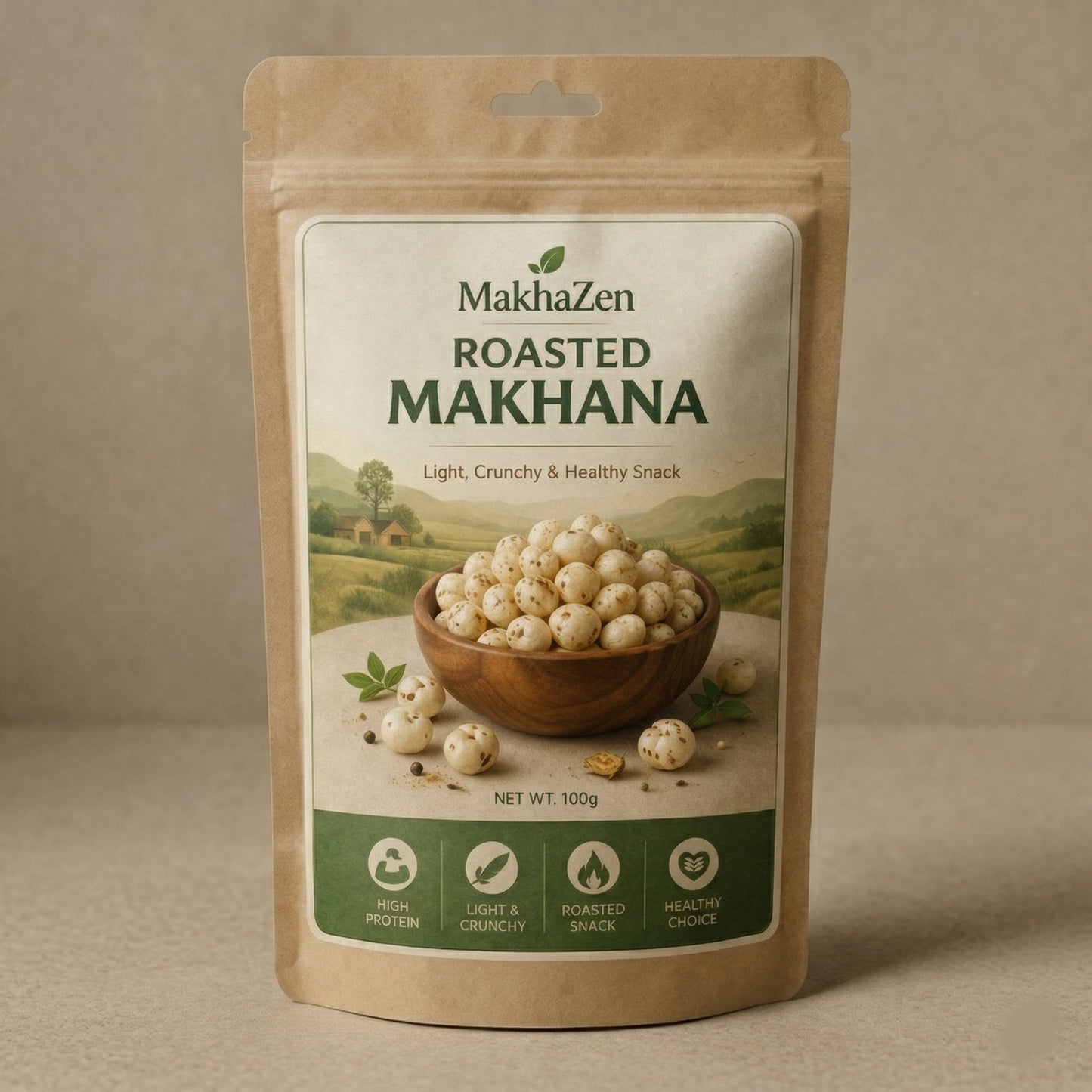 MakhaZen Roasted Makhana 100g – Light, Crunchy & Healthy Snack